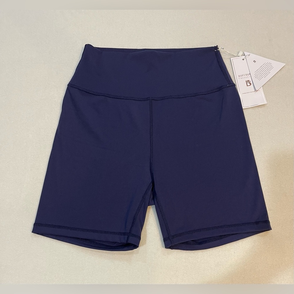 BuffBunny Navy High-Rise Biker Shorts